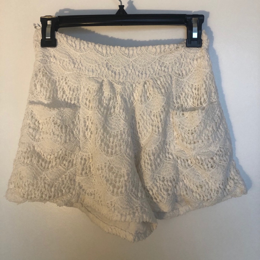 Minkpink White Crochet Shorts